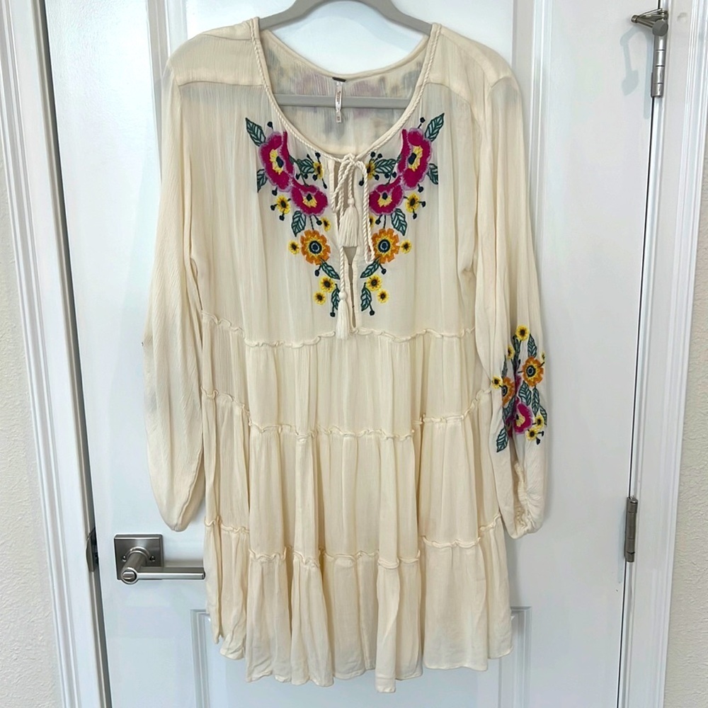 Free People Ecru Gauze Spell on You Mini Dress - Picture 4 of 11